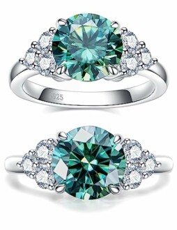 CannyCat 3.0 Carat Fancy Vivid Blue Green Moissanite Ring